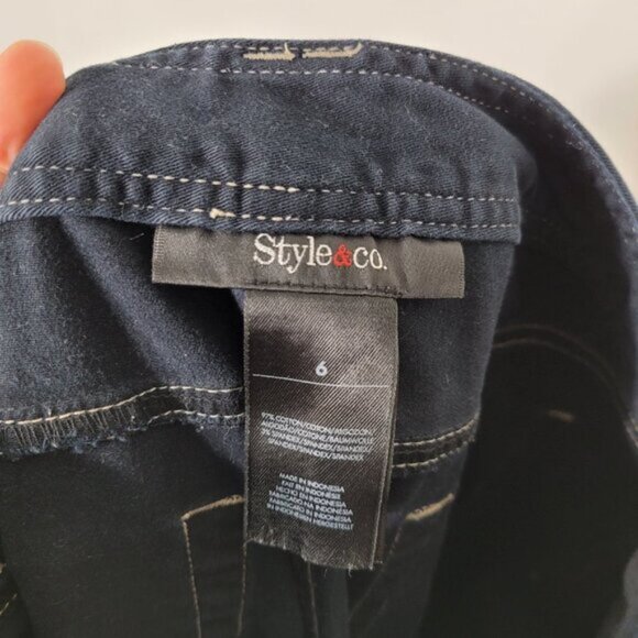 Style  Co Women's Navy Blue Comfy Soft Jean Cotton-Blend Wide Leg Pants Size 6 - Picture 2 of 11